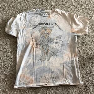 Metallica Band Adult T-Shirt Large Tie Dye Blue Skull Death